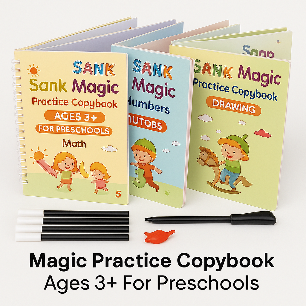 Sank Magic Practice Copybook (4 BOOKS, 1 PEN, 1 GRIP, 10 REFILLS)