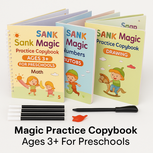 Sank Magic Practice Copybook (4 BOOKS, 1 PEN, 1 GRIP, 10 REFILLS)